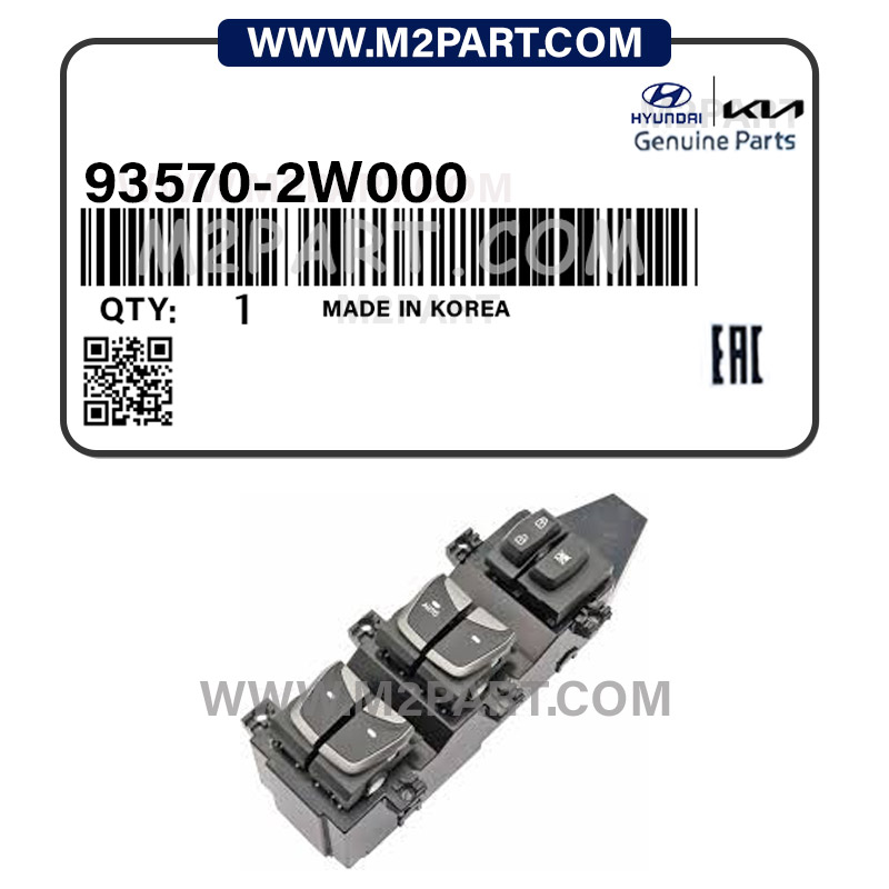 93570-2W000 کلید شیشه بالابر جلو چپ سانتافه 2014/2015 - Image 1