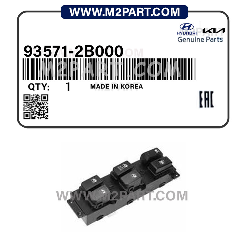 93571-2B000 کلید شیشه بالابر جلو چپ سانتافه 2010/2011 (بدون قاب) - Image 1